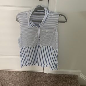 Womens Gfore size XL blue and white stripe golf polo